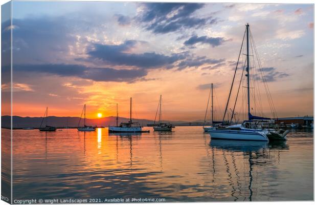 Sunset Over The Bay Canvas Print by Wight Landscapes