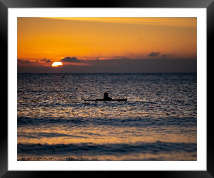 Folkstone Kent Coast Surfer Sunrise Framed Mounted Print by Billy McGarry