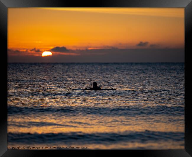 Folkstone Kent Coast Surfer Sunrise Framed Print by Billy McGarry