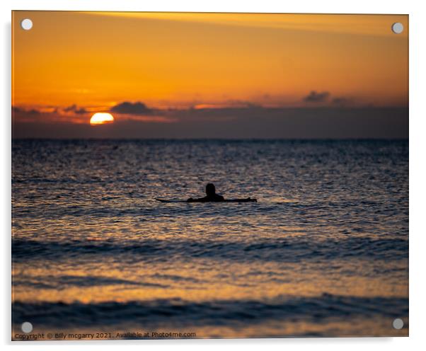 Folkstone Kent Coast Surfer Sunrise Acrylic by Billy McGarry