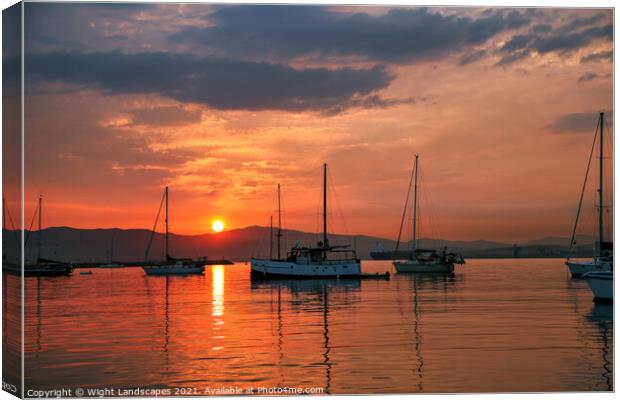 Sunset In The Bay Canvas Print by Wight Landscapes