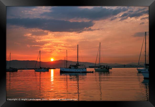 Sunset In The Bay Framed Print by Wight Landscapes