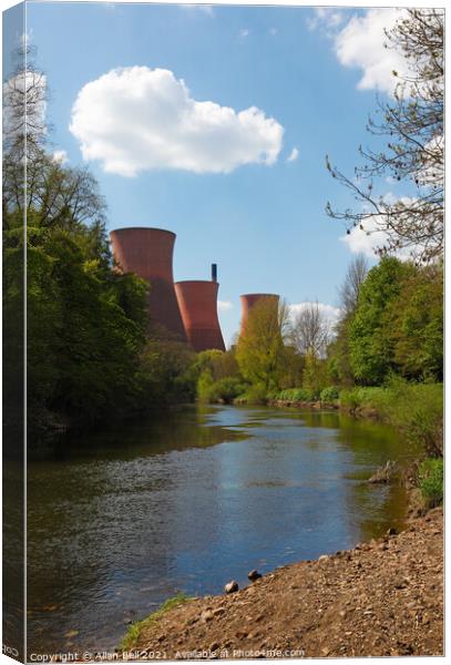 Ironbridge Cooling Towers on river Severn Canvas Print by Allan Bell