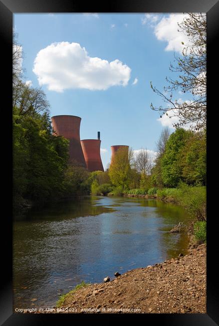 Ironbridge Cooling Towers on river Severn Framed Print by Allan Bell