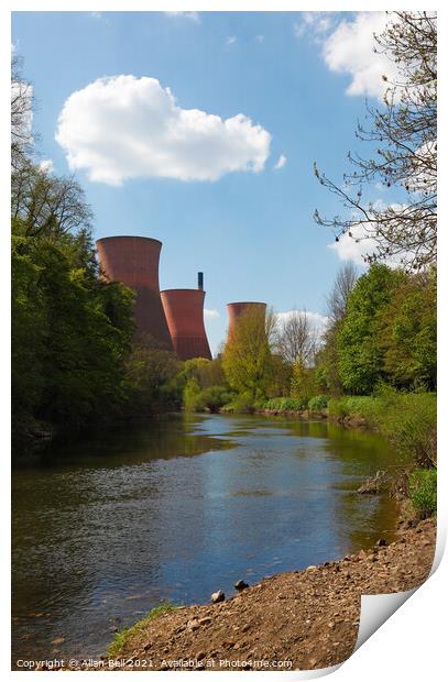 Ironbridge Cooling Towers on river Severn Print by Allan Bell