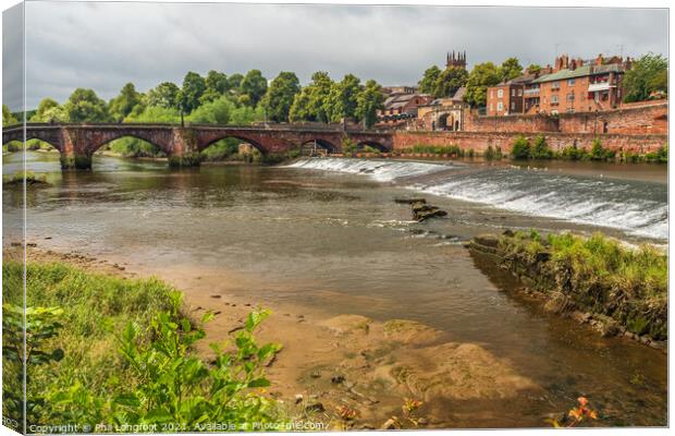River Dee Weir Chester Cheshire England  Canvas Print by Phil Longfoot