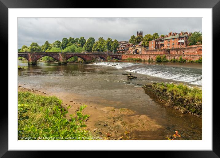 River Dee Weir Chester Cheshire England  Framed Mounted Print by Phil Longfoot