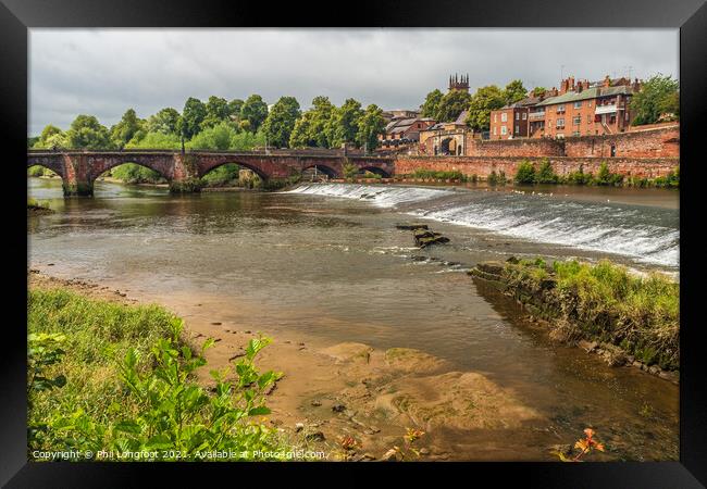 River Dee Weir Chester Cheshire England  Framed Print by Phil Longfoot