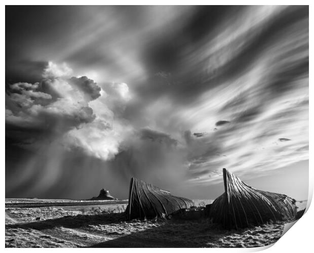  Lindisfarne. Northumberland. black and white Print by John Finney