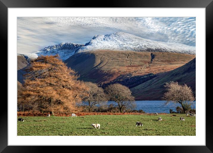 Snow on the Scafell Massif and Lingmell in the Eng Framed Mounted Print by Martin Lawrence
