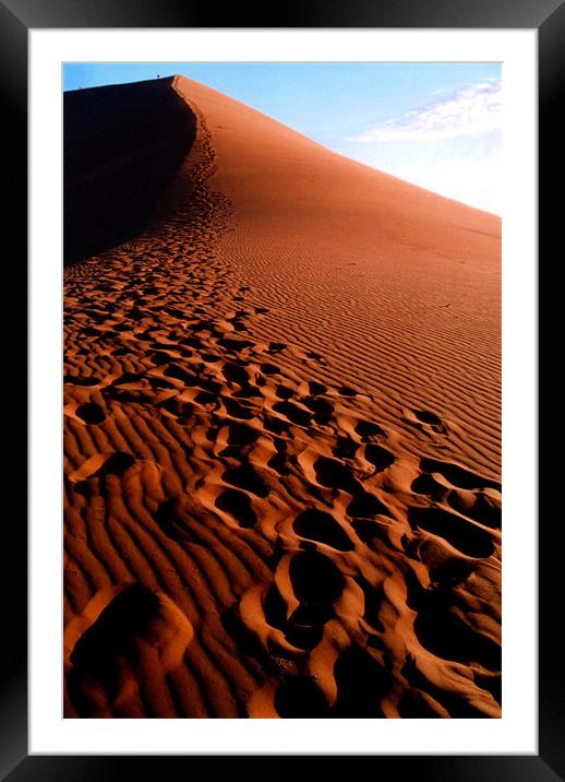 Footsteps in the Sand, Dune 45, Sossusvlei, Namibi Framed Mounted Print by Serena Bowles