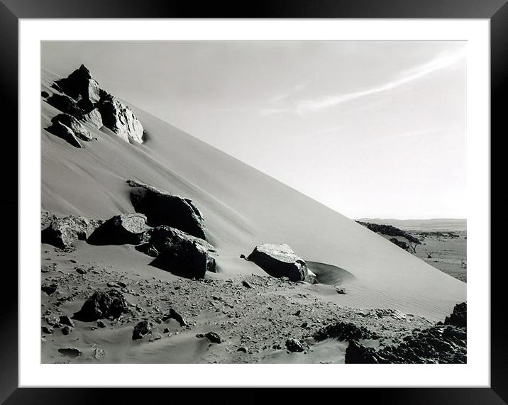 Sand Dune and Rocks, Sossusvlei, Namibia Framed Mounted Print by Serena Bowles