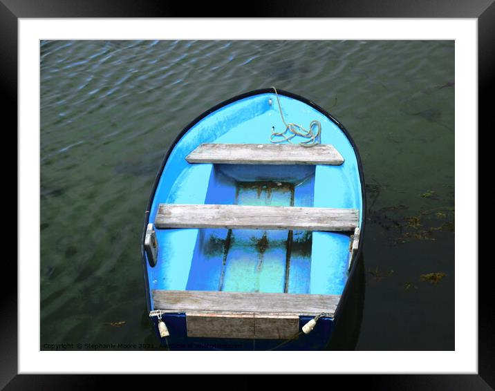 The Blue Boat Framed Mounted Print by Stephanie Moore