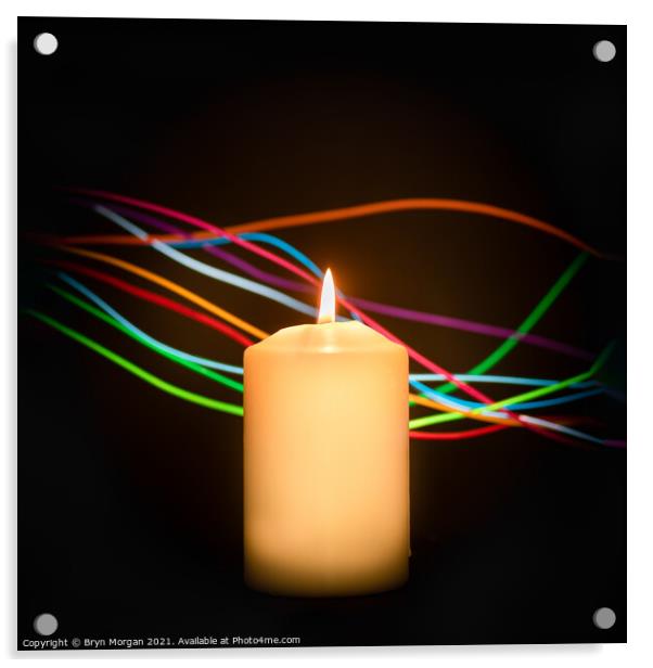 Candle with streaks of light Acrylic by Bryn Morgan