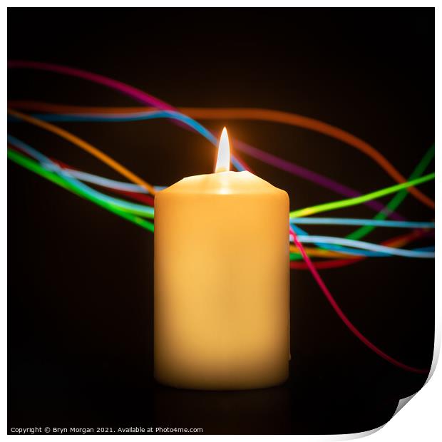 Candle with streaks of light Print by Bryn Morgan