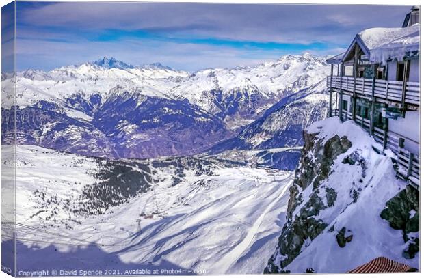 Meribel looking into Courchevel Canvas Print by David Spence