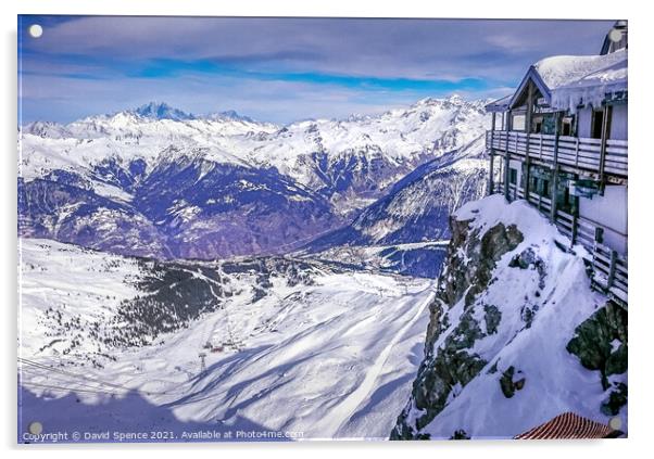 Meribel looking into Courchevel Acrylic by David Spence