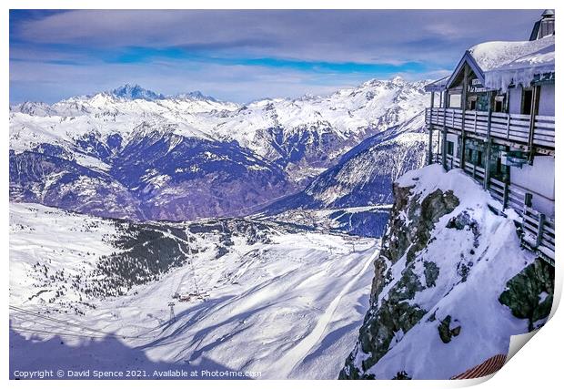 Meribel looking into Courchevel Print by David Spence