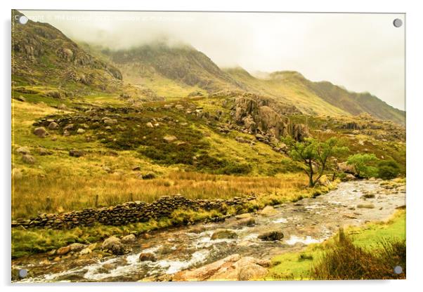 Llanberis Pass on a overcast day.  Acrylic by Phil Longfoot