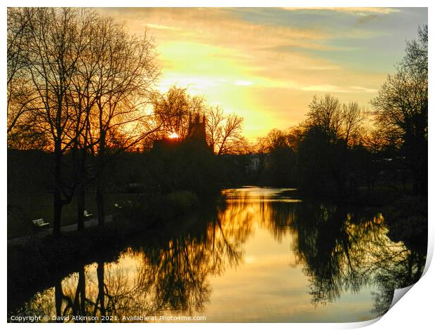 Sunset on the River Leam Print by David Atkinson