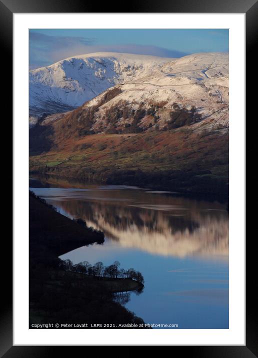 Ullswater - reflection of Snow covered Fells Framed Mounted Print by Peter Lovatt  LRPS