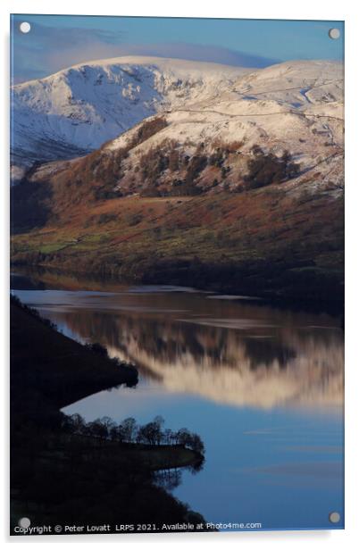 Ullswater - reflection of Snow covered Fells Acrylic by Peter Lovatt  LRPS