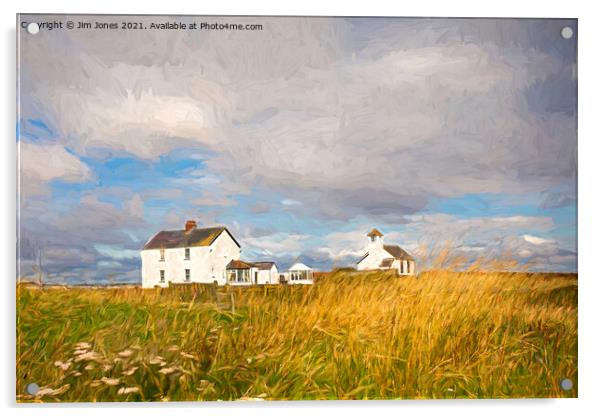 Artistic Northumbrian whitewashed buildings Acrylic by Jim Jones
