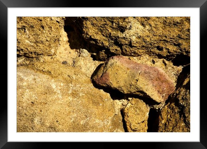 Study of stone textures on a Roman wall Framed Mounted Print by Jose Manuel Espigares Garc