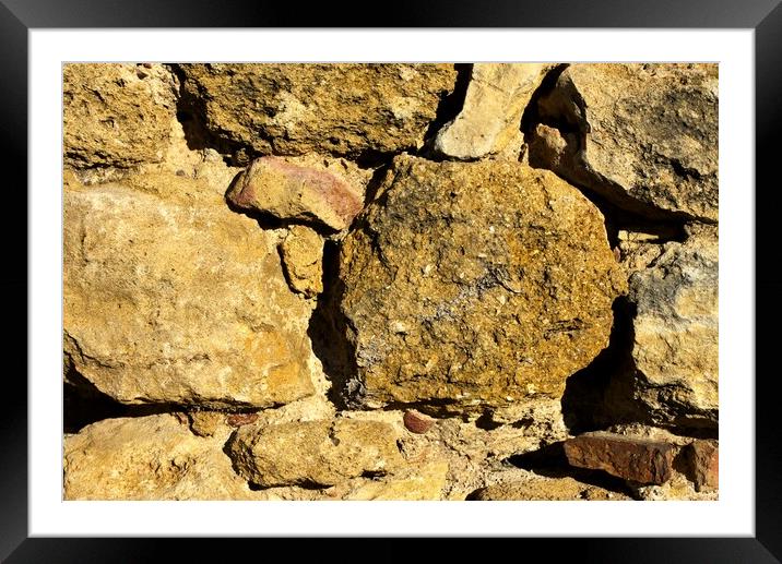 Study of stone textures on a Roman wall Framed Mounted Print by Jose Manuel Espigares Garc