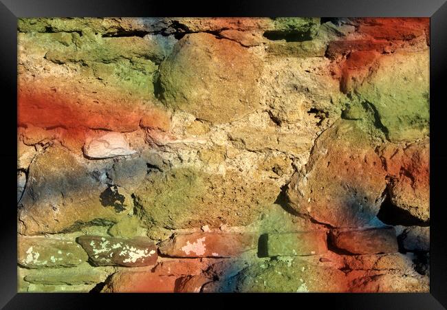 Study of stone textures on a Roman wall Framed Print by Jose Manuel Espigares Garc