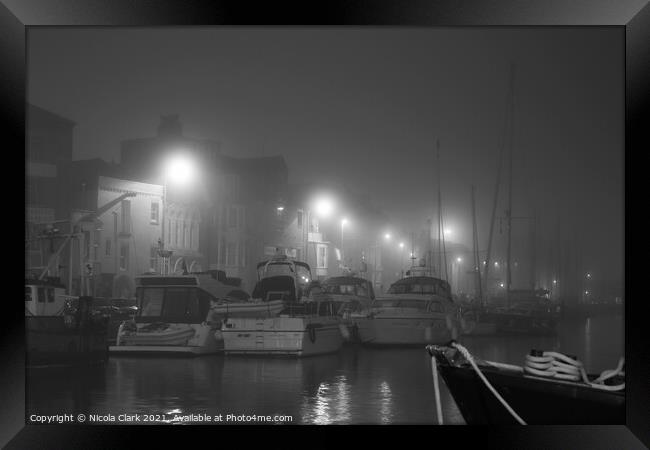 Fog In The Harbour Framed Print by Nicola Clark