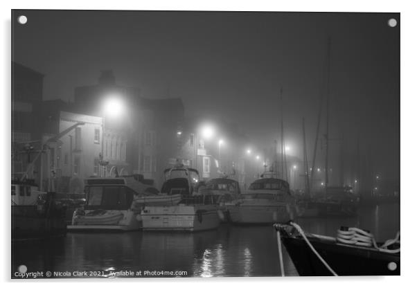 Fog In The Harbour Acrylic by Nicola Clark