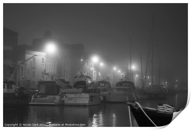 Fog In The Harbour Print by Nicola Clark