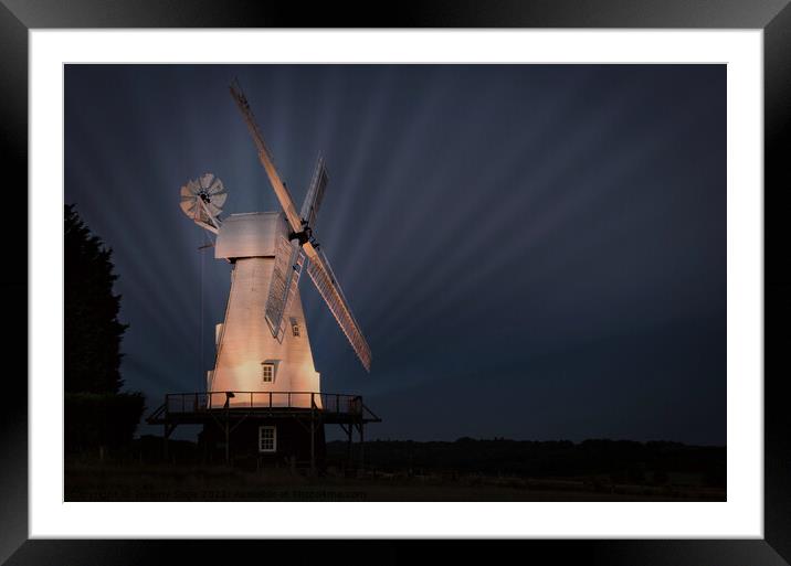 Illuminated Kentish Smock Mill Framed Mounted Print by Jeremy Sage