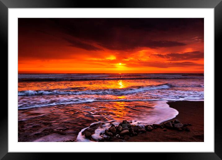 Widemouth, Bude, Sunset Framed Mounted Print by Maggie McCall