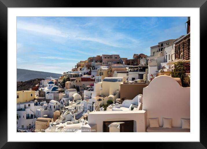 A View of Oia Town Santorini Greece Framed Mounted Print by Ron Thomas