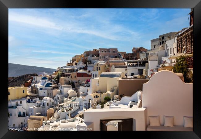 A View of Oia Town Santorini Greece Framed Print by Ron Thomas