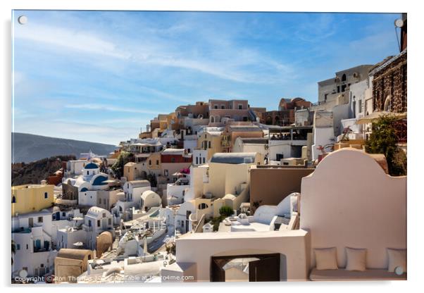 A View of Oia Town Santorini Greece Acrylic by Ron Thomas