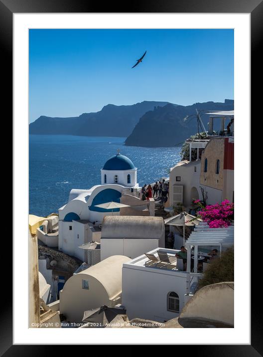 Oia Rooftops  Framed Mounted Print by Ron Thomas