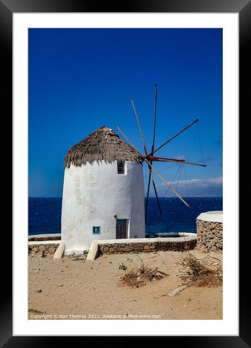 A Windmill in Mykonos Framed Mounted Print by Ron Thomas