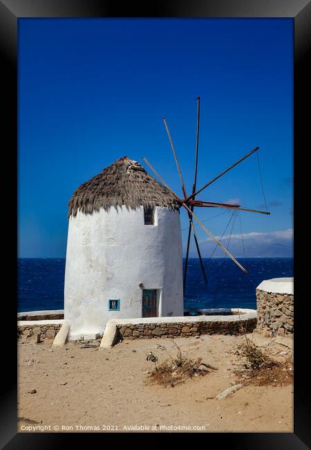 A Windmill in Mykonos Framed Print by Ron Thomas