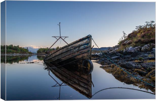Boatwreck in Badachro Canvas Print by James Catley