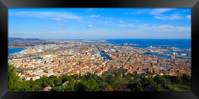 Sete from Mont St Clair Framed Print by Ann Biddlecombe