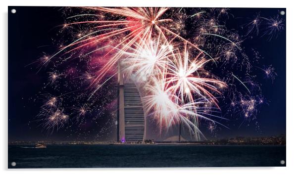 Burj Al Arab Celebrations in Dubai Acrylic by Dave Williams