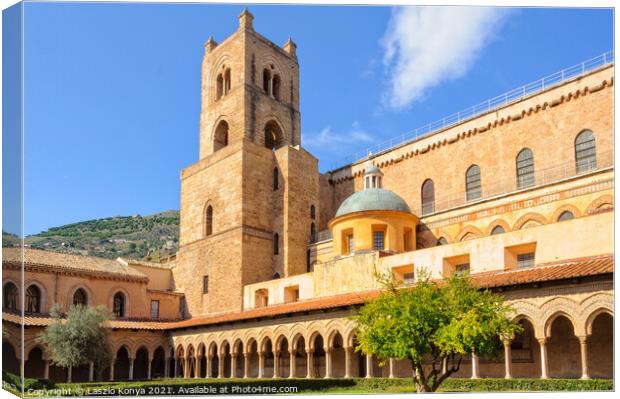 Cathedral photographed from the Abbey - Monreale Canvas Print by Laszlo Konya