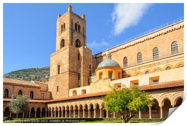 Cathedral photographed from the Abbey - Monreale Print by Laszlo Konya