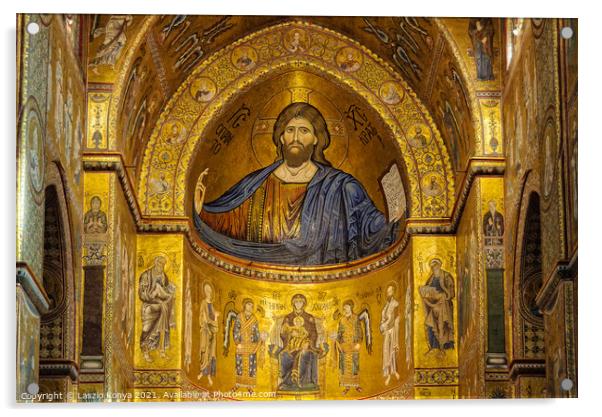 Mosaics above the Main Altar - Monreale Acrylic by Laszlo Konya