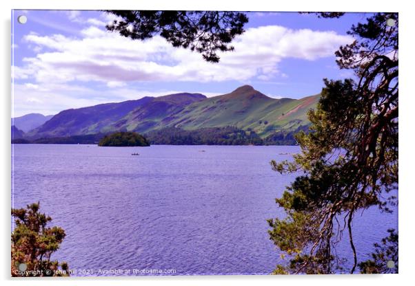 Catbells and Derwentwater in Cumbria, UK. Acrylic by john hill