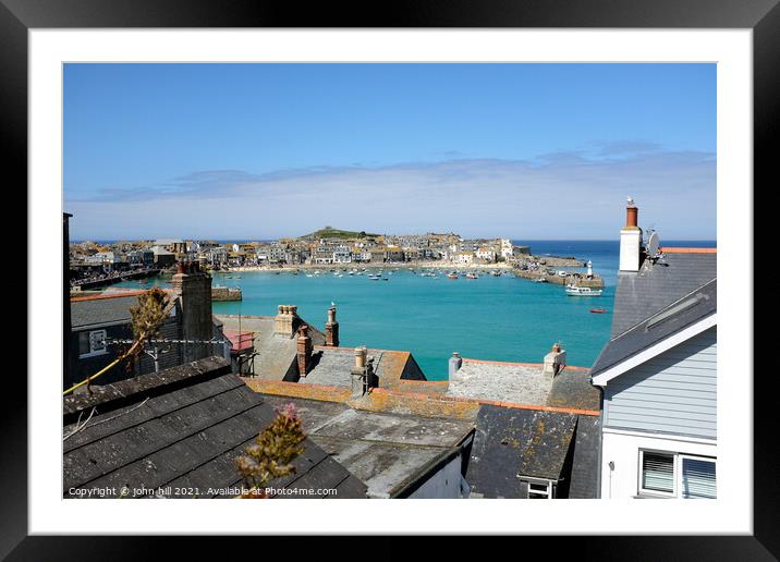 St. Ives view over the rooftops.  Framed Mounted Print by john hill