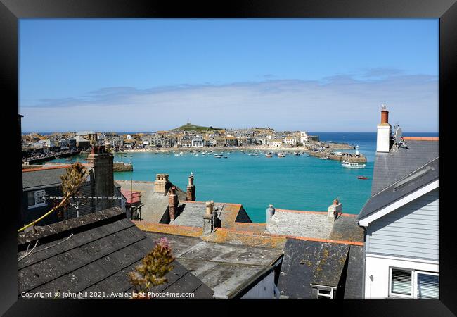 St. Ives view over the rooftops.  Framed Print by john hill